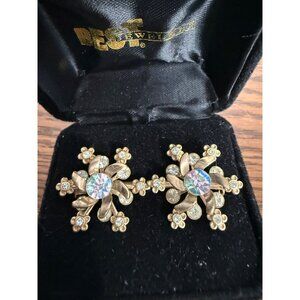 Vintage Unbranded Set of Lapel Pins Gold with Rhinestones